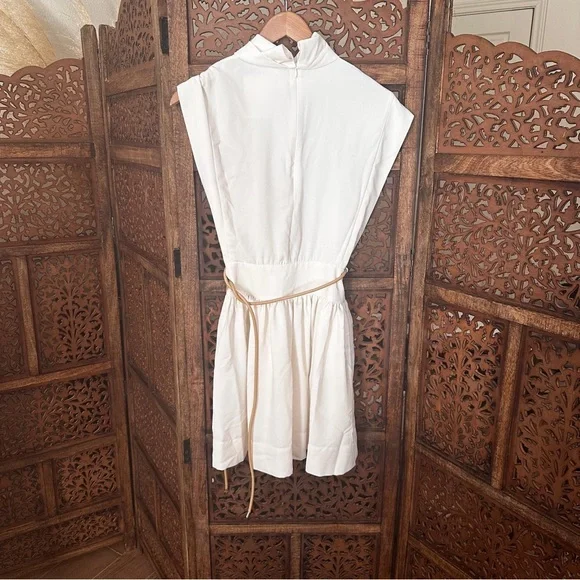 NEW NWT ZIMMERMANN Belted Twill Mini Dress - Off-White